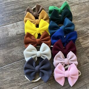 13 Baby Girls Headbands Hair Bows Nylon ‎ Hairbands Handmade Hair Accessory